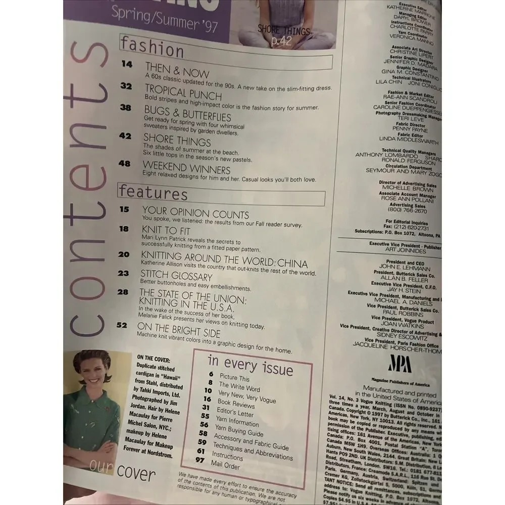 Vintage Vogue Knitting International Spring Summer 1997 Magazine